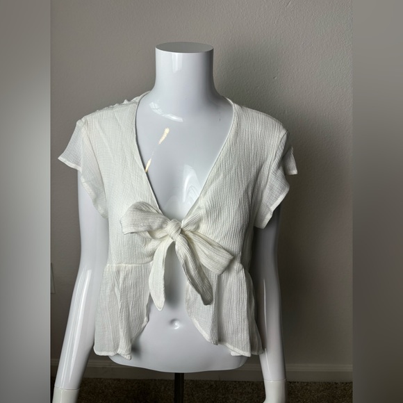 COLOR BLUE Tops - Tie blouse.Top in Ivory color Size XS/ new without tag